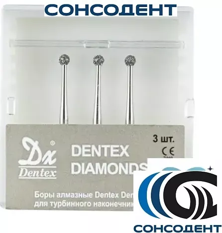Боры алмазные 801L/018SC FG (3шт) Dentex, SC106L, FG