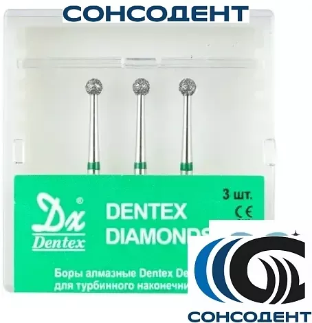 Боры алмазные 801L/021С FG (3шт) Dentex, C360L, FG