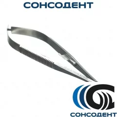 Иглодержатель с фиксатором, изогнутый с насечками (18 см) Medenta, 121-426