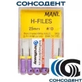 H-Files 25мм, №10 - корневой бурав, ручной (6 шт) MANI, 0332002M